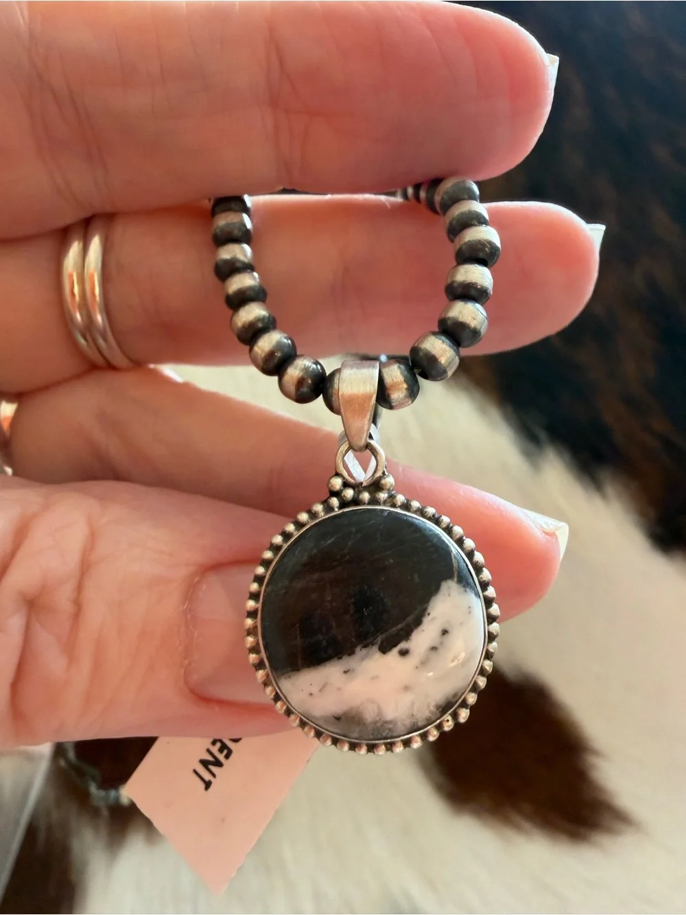 ❤️ White Buffalo Matte 925 Navajo Style Southwestern Pendant 1.13”L Unisex